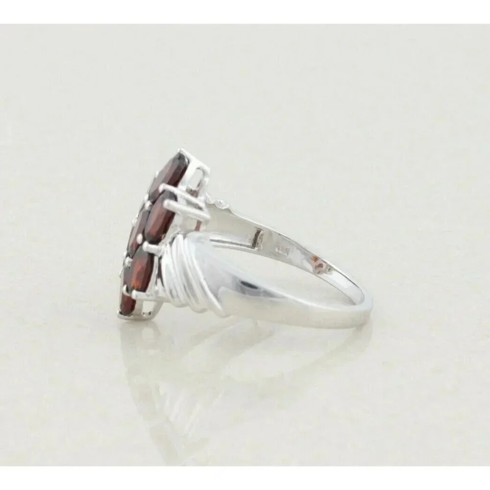 Sterling Silver Garnet Cluster Ring Size 10 1/2 - Picture 6 of 7